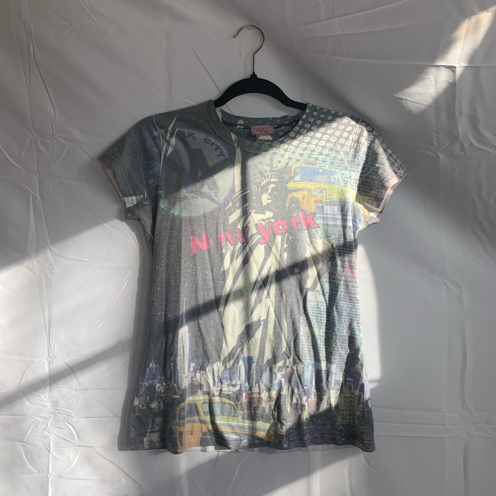 Vintage Y2K Big Bang Made In USA All Over Print New York BabyTee
